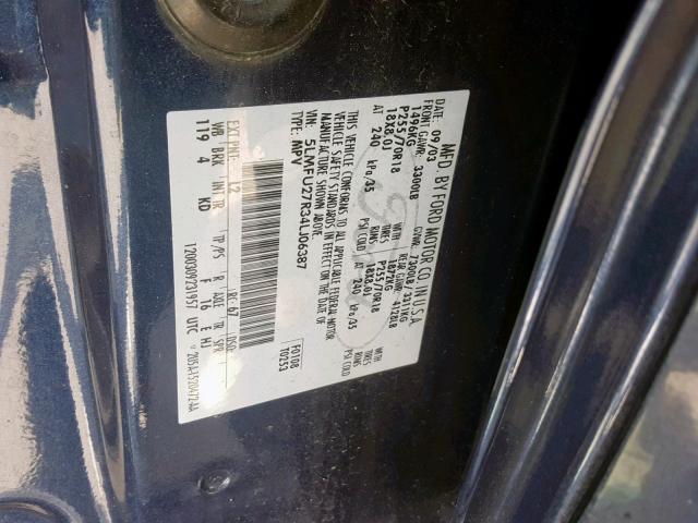 5LMFU27R34LJ06387 - 2004 LINCOLN NAVIGATOR 蓝色 照片 10