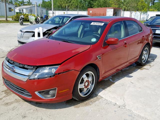 3FAHP0JG2AR214702 - 2010 FORD FUSION SEL RED photo 2