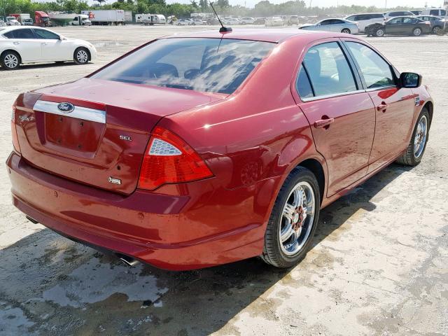 3FAHP0JG2AR214702 - 2010 FORD FUSION SEL RED photo 4