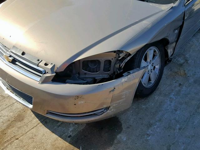 2G1WT55K379104757 - 2007 CHEVROLET IMPALA LT TAN photo 9