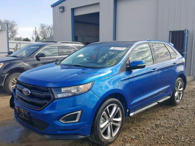 2FMPK4AP9JBB31371 - 2018 FORD EDGE SPORT BLUE photo 2