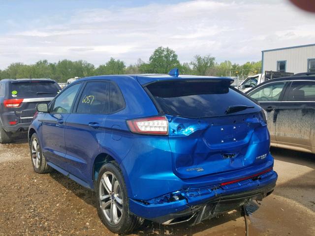 2FMPK4AP9JBB31371 - 2018 FORD EDGE SPORT BLUE photo 3