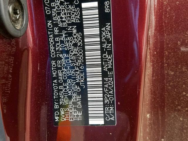 JTKDE167550013095 - 2005 TOYOTA SCION TC იასამნისფერი ფოტო 10