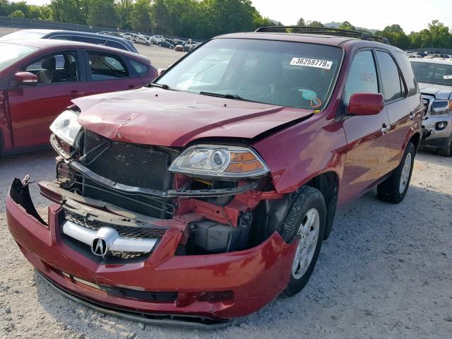 2HNYD18716H501637 - 2006 ACURA MDX TOURIN RED photo 2