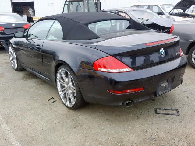 WBAEB53509CX64542 - 2009 BMW 650 I BLACK photo 3