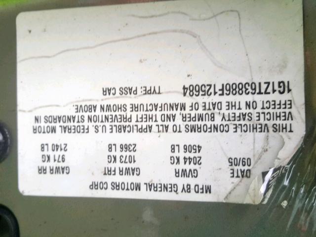 1G1ZT63886F125684 - 2006 CHEVROLET MALIBU MAX GREEN photo 10