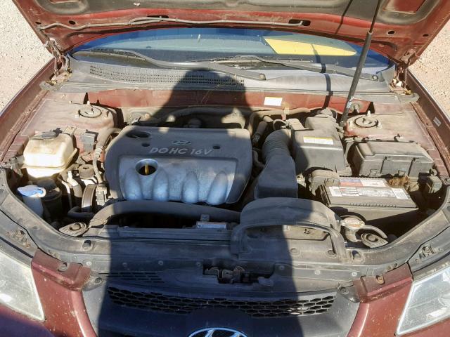 5NPET46C58H350292 - 2008 HYUNDAI SONATA MAROON photo 7