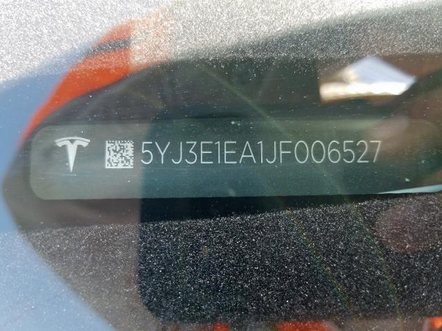 5YJ3E1EA1JF006527 - 2018 TESLA MODEL 3  photo 10