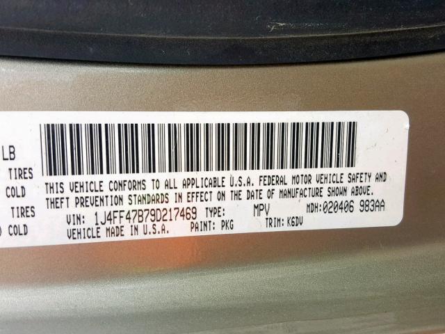 1J4FF47B79D217469 - 2009 JEEP COMPASS SP 金色 照片 10