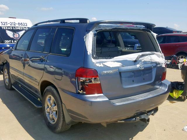 JTEGD21A860138833 - 2006 TOYOTA HIGHLANDER BLUE photo 3