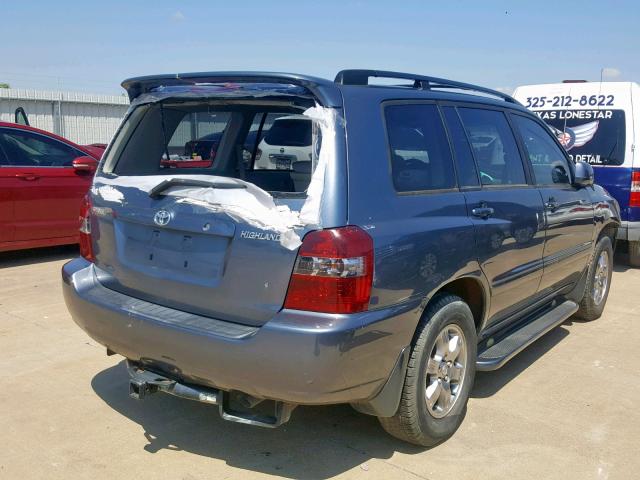 JTEGD21A860138833 - 2006 TOYOTA HIGHLANDER BLUE photo 4