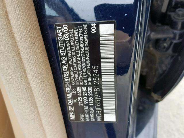 WDBJF65J9YB125245 - 2000 MERCEDES-BENZ E 320 BLUE photo 10