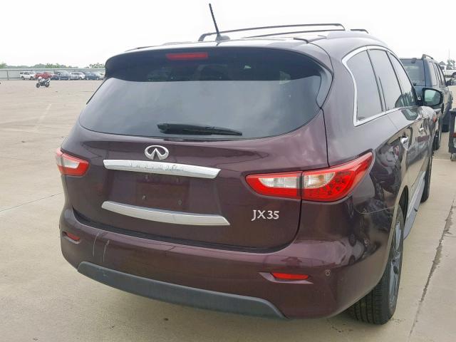 5N1AL0MM7DC338004 - 2013 INFINITI JX35 BURGUNDY photo 4