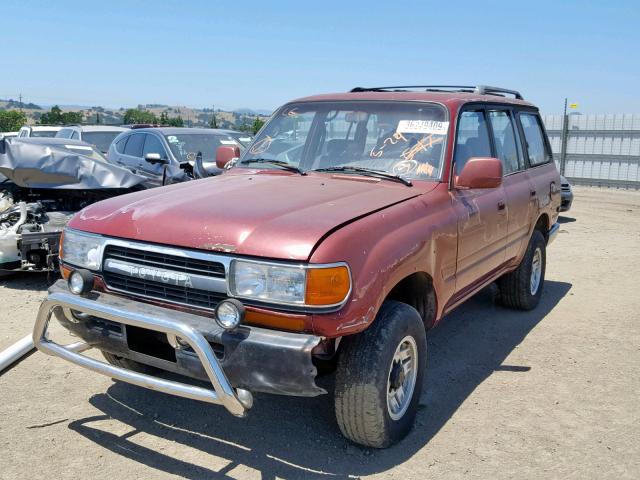 JT3FJ80W8M0034949 - 1991 TOYOTA LAND CRUIS BURGUNDY photo 2