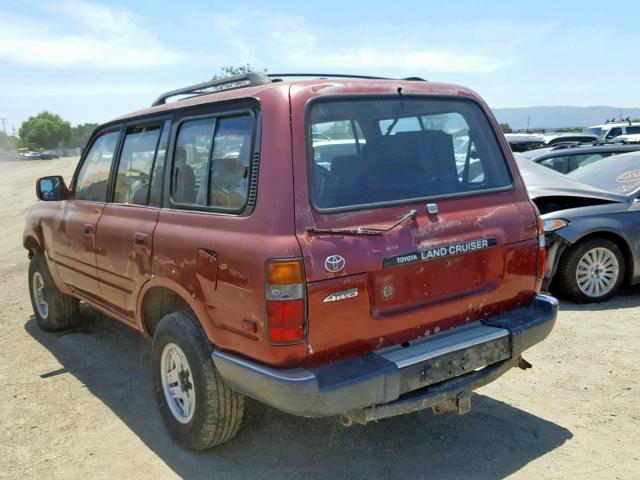 JT3FJ80W8M0034949 - 1991 TOYOTA LAND CRUIS BURGUNDY photo 3