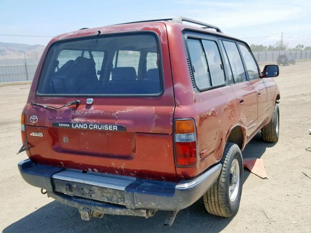 JT3FJ80W8M0034949 - 1991 TOYOTA LAND CRUIS BURGUNDY photo 4