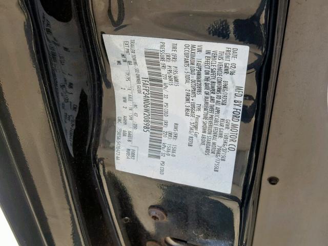 1FAFP34N06W208985 - 2006 FORD FOCUS ZX4 BLACK photo 10