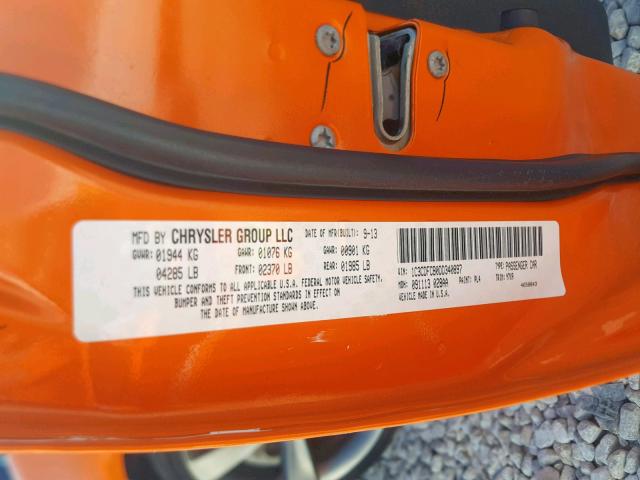 1C3CDFCB0DD340897 - 2013 DODGE DART LIMIT ORANGE photo 10