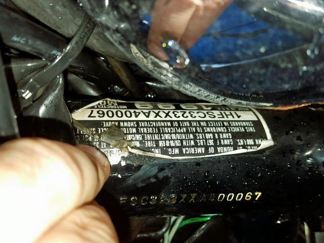 1HFSC323XXA400067 - 1999 HONDA VT1100 D2 BLACK photo 10