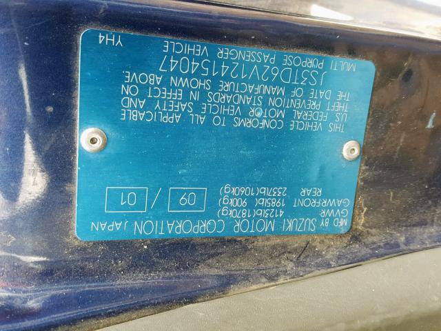 JS3TD62V124154047 - 2002 SUZUKI GRAND VITA BLUE photo 10