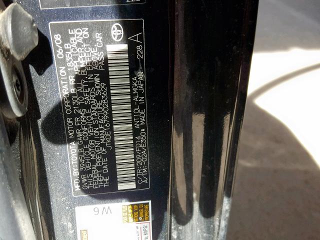 JTKDE167990283629 - 2009 TOYOTA SCION TC BLACK photo 10