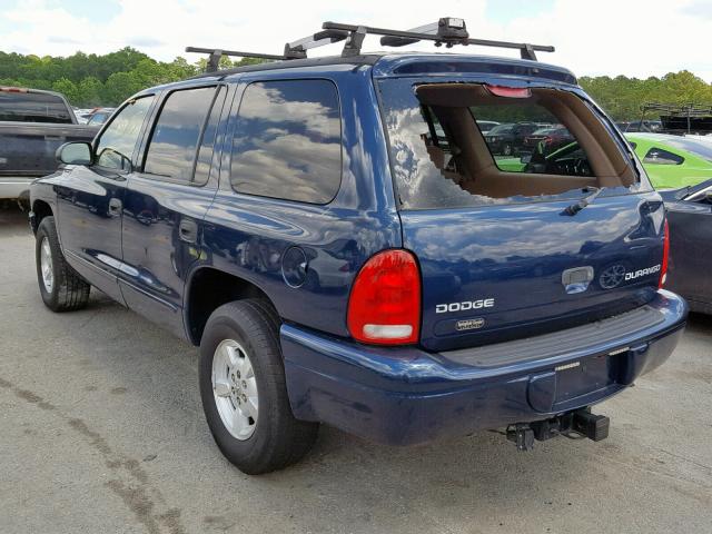 1B4HR38N22F209974 - 2002 DODGE DURANGO SP BLUE photo 3