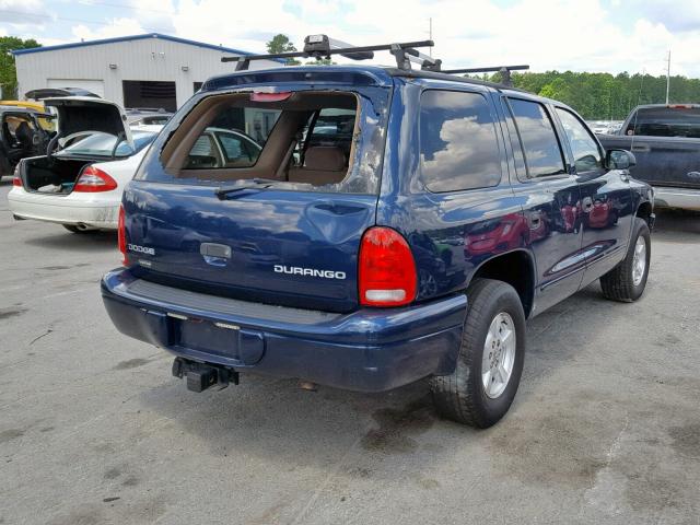 1B4HR38N22F209974 - 2002 DODGE DURANGO SP BLUE photo 4