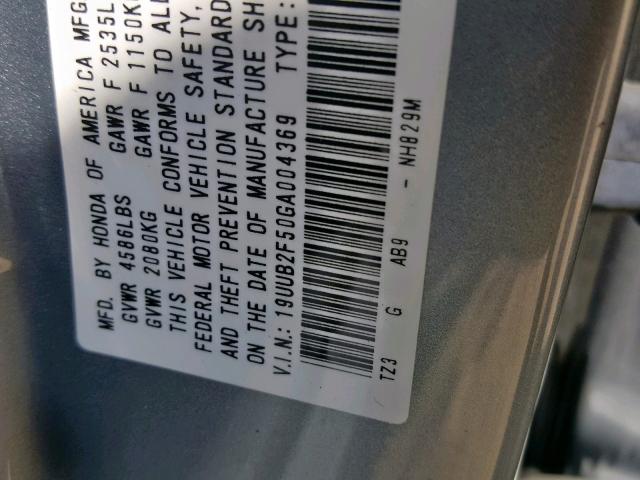 19UUB2F50GA004369 - 2016 ACURA TLX TECH SILVER photo 10