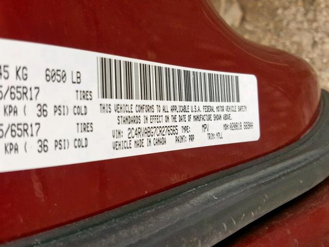 2C4RVABG7CR276565 - 2012 VOLKSWAGEN ROUTAN SE RED photo 10