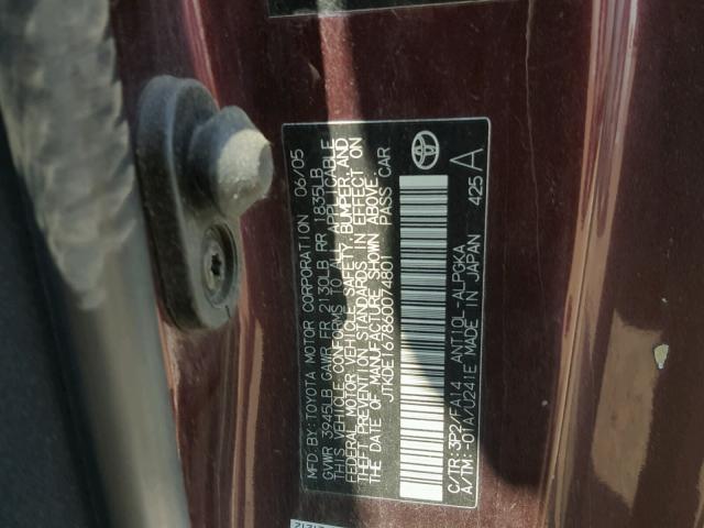 JTKDE167860074801 - 2006 TOYOTA SCION TC Tünd qırmızı foto 10