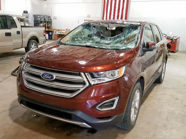 2FMTK3J96FBB54656 - 2015 FORD EDGE SEL BROWN photo 2