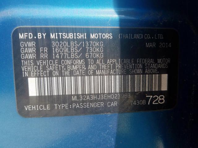 ML32A3HJ3EH023983 - 2014 MITSUBISHI MIRAGE DE  photo 10