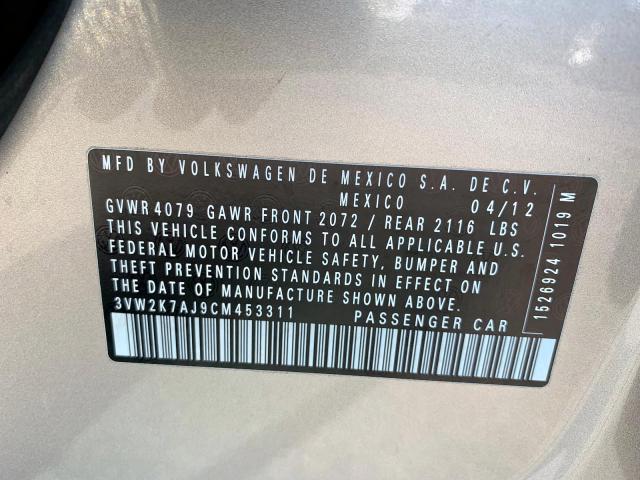 3VW2K7AJ9CM453311 - 2012 VOLKSWAGEN JETTA BASE TAN photo 9