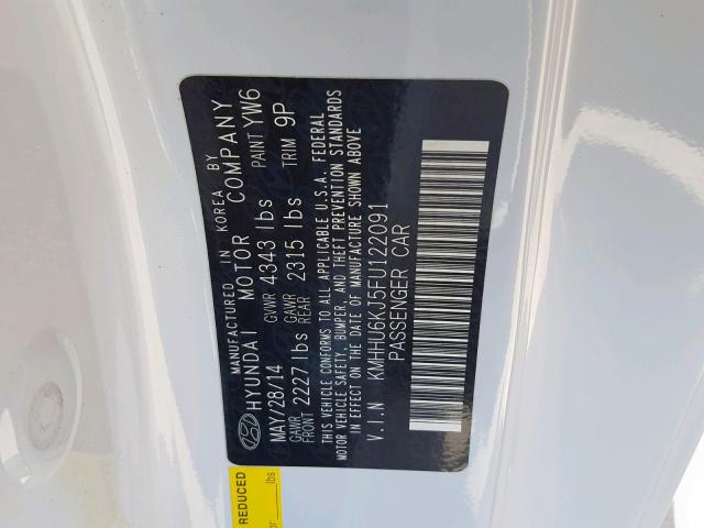 KMHHU6KJ5FU122091 - 2015 HYUNDAI GENESIS CO WHITE photo 10