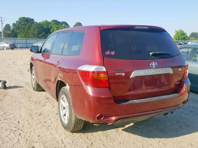 JTEES41A882064197 - 2008 TOYOTA HIGHLANDER MAROON photo 3