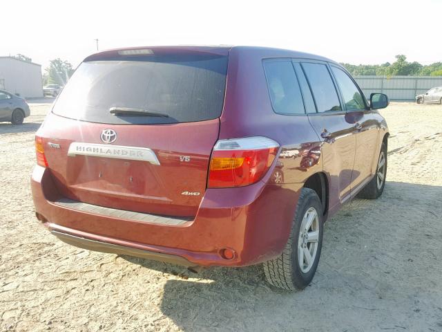 JTEES41A882064197 - 2008 TOYOTA HIGHLANDER MAROON photo 4