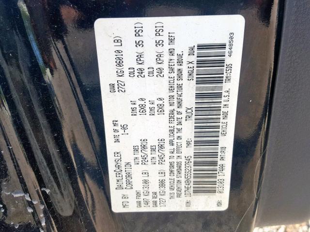 1D7HE48N55S237645 - 2005 DODGE DAKOTA QUA BLACK photo 10