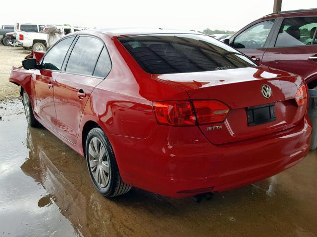 3VW2K7AJ3EM257528 - 2014 VOLKSWAGEN JETTA BASE RED photo 3