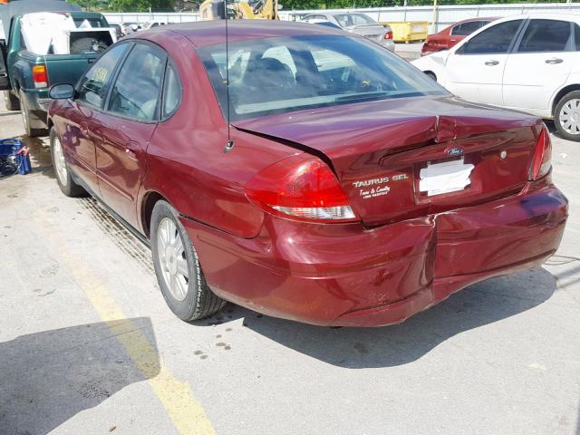 1FAFP56U35A249378 - 2005 FORD TAURUS SEL RED photo 3