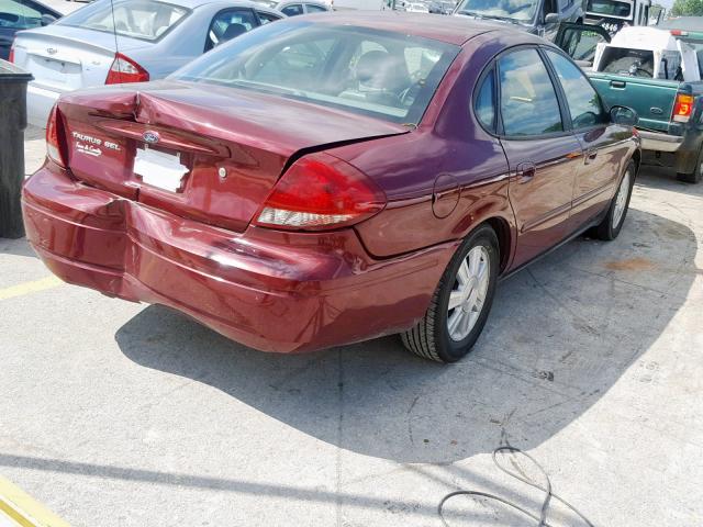 1FAFP56U35A249378 - 2005 FORD TAURUS SEL RED photo 4