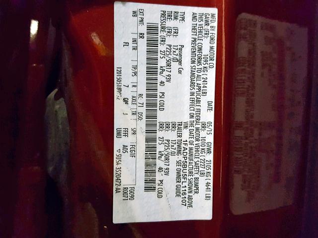 1FADP5BU5FL116107 - 2015 FORD C-MAX SEL RED photo 10