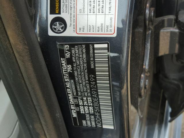 WDDHF5KB0EA912499 - 2014 MERCEDES-BENZ E 350 GRAY photo 10