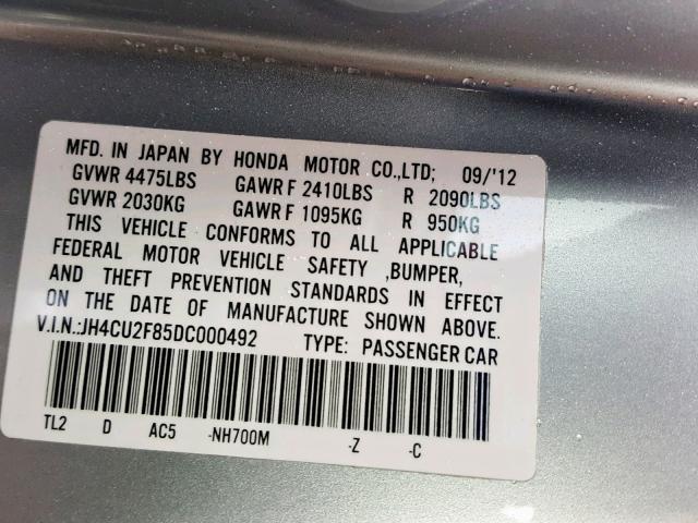 JH4CU2F85DC000492 - 2013 ACURA TSX SE SILVER photo 10