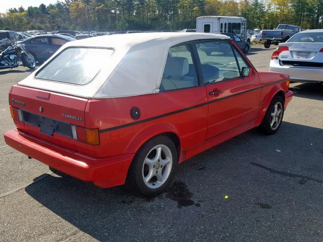 WVWCB5156NK009909 - 1992 VOLKSWAGEN CABRIOLET RED photo 4