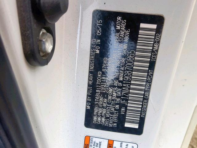 JF1ZNAA19G8700865 - 2016 TOYOTA SCION FR-S WHITE photo 10