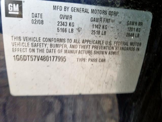 1G6DT57V480177995 - 2008 CADILLAC CTS HI FEATURE V6  photo 10