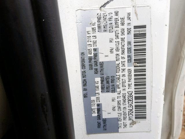 JM1CR2WL8A0363843 - 2010 MAZDA 5 WHITE photo 10