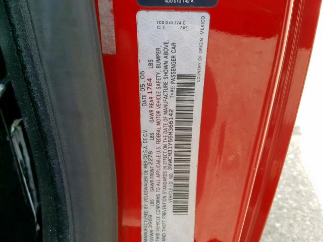 3VWCM31Y55M366142 - 2005 VOLKSWAGEN NEW BEETLE Rot Foto 10