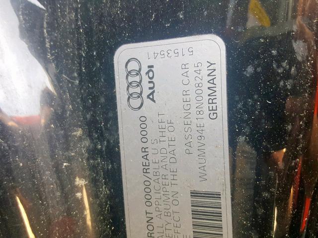 WAUMV94E18N008245 - 2008 AUDI A8 L QUATT BLACK photo 10