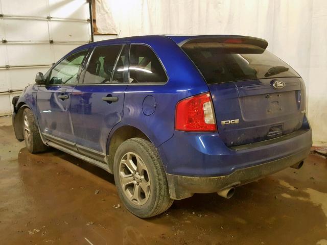 2FMDK3G90EBA96098 - 2014 FORD EDGE SE BLUE photo 3